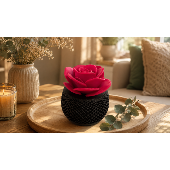 Boîte de Rangement avec Rose 3D - Bicolore Noir et Rouge