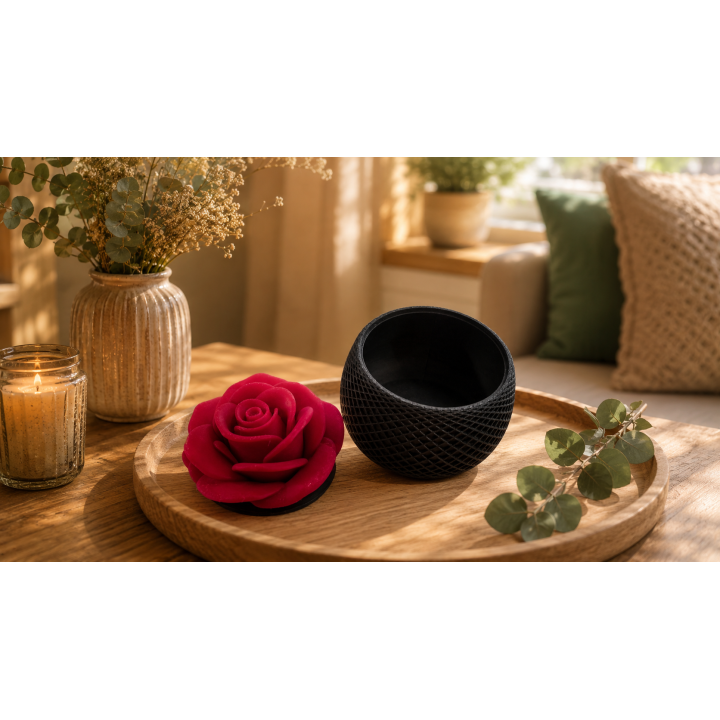 Boîte de Rangement avec Rose 3D - Bicolore Noir et Rouge