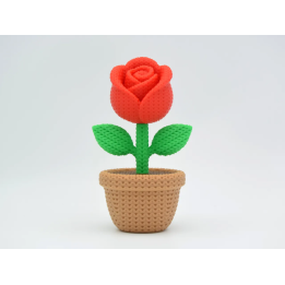 Rose en pot tricotée multicolore en impression 3D