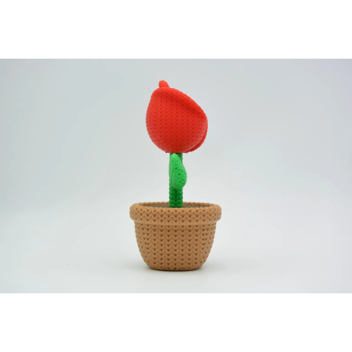 Rose en pot tricotée multicolore en impression 3D